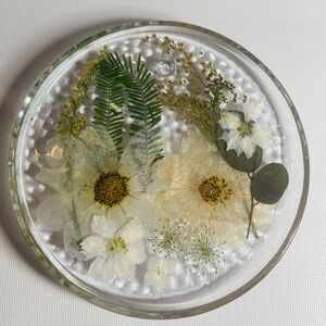 Hand Crafted Floral Glass and Resin Trinket Dish